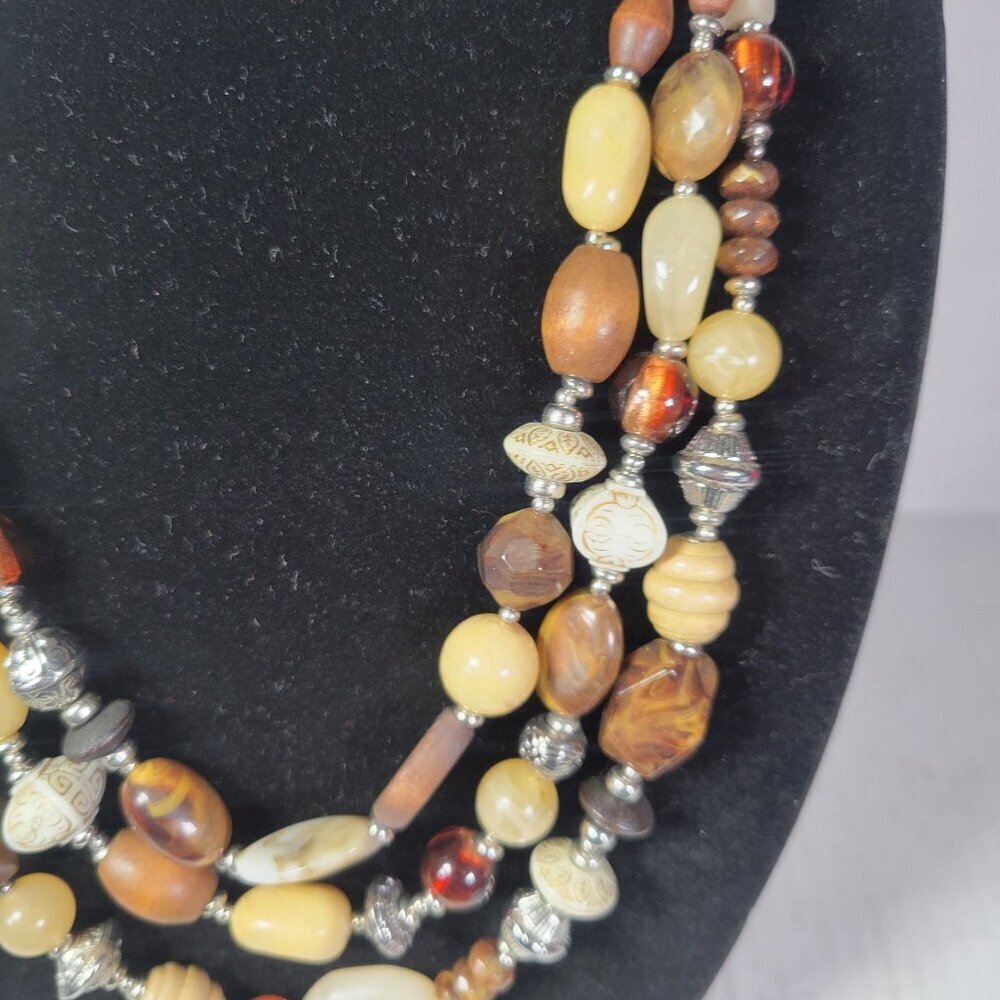 Multi-Color Beaded Necklace With Silver Accents & Adjustable Leather Cord - Picture 2 of 5